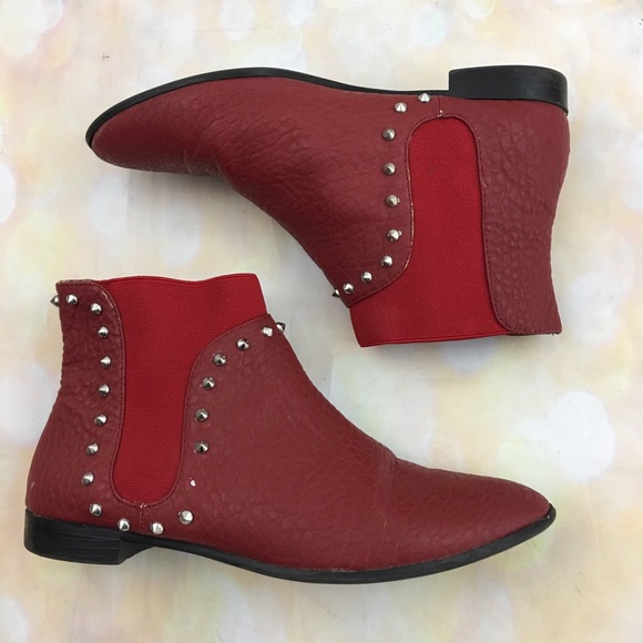 Zara Shoes - Zara red studded western ankle boots short silver